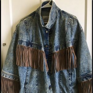 Authentic Vintage 80’s Denim Jacket with fringe